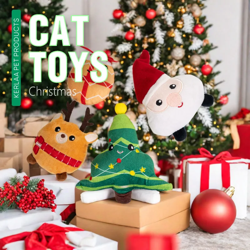 Natal Gato Plush Toy Set, Catnip, Alce, Interativo Pet Supplies, Caixa de Presente, Novo