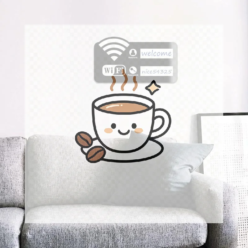 Acrylic WiFi Password Sign Plaque Fashion Waterproof Self-Adhesive Sticker for Home Hotel Cafe Wall Decor