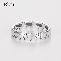 100% Real 925 Sterling Silver Animal Elephant Design Family Ring Finger Wedding Rings for Women Men Fashion Party Jewelry Gift