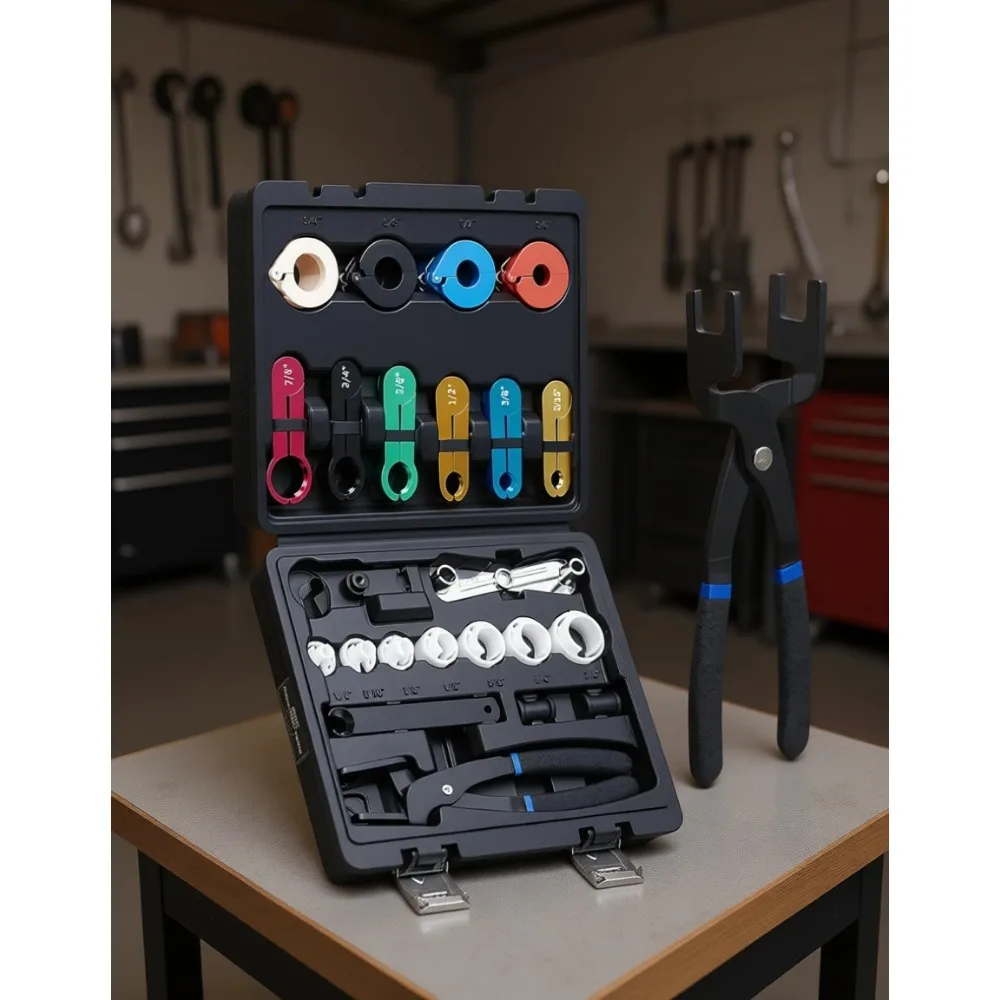 

26 Piece Master Fuel Line Disconnect Tool Kit for AC Fuel Transmission Systems with Disconnect Pliers