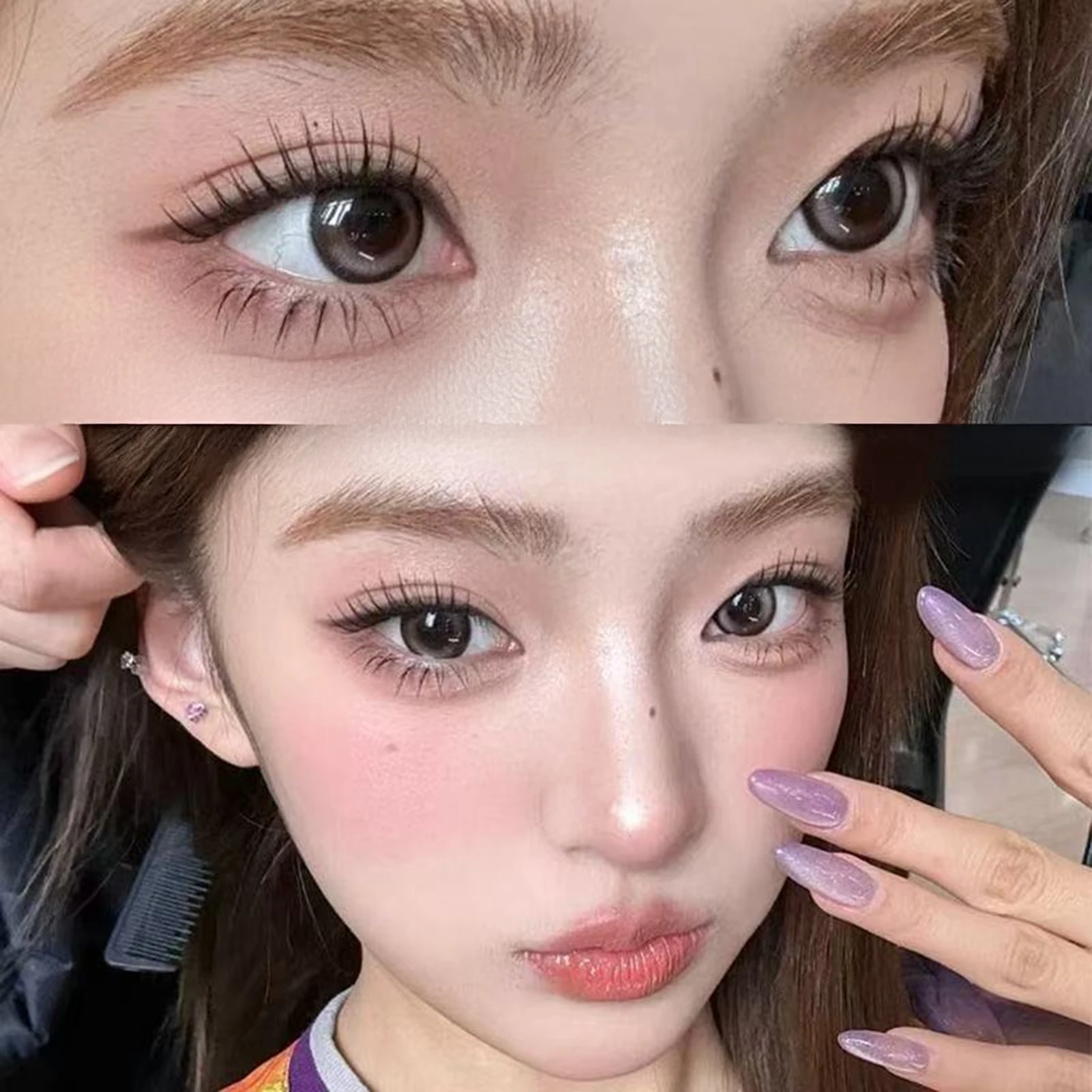 Korean Style False Eyelashes Natural C Curl Segment Lashes Glue Free Synthetic Fiber Eye Makeup for Women Daily Beauty Tool