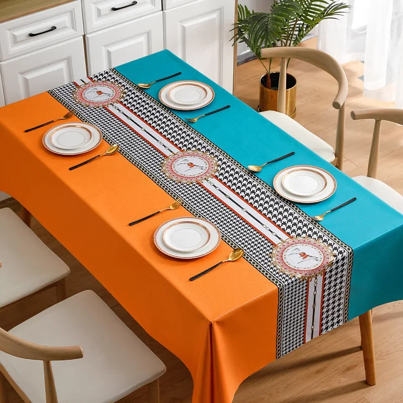 New High-quality PVC Tablecloth Waterproof Oil-proof Anti-scalding Disposable Light Luxury Rectangular Tablecloth