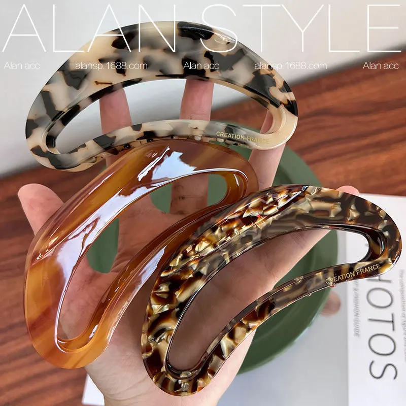 1pc Korea France Extra Large Hollow Tortoiseshell Acetate Hair Claw Vintage Elegant Back of Head Shark Clip for Women