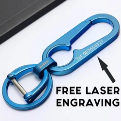 Real Titanium Key Chain Men Carbiner for Car Key Ring Holder Lightweight Toasted Blue Keychain EDC Luxury Best Xmas Gift Jewelry