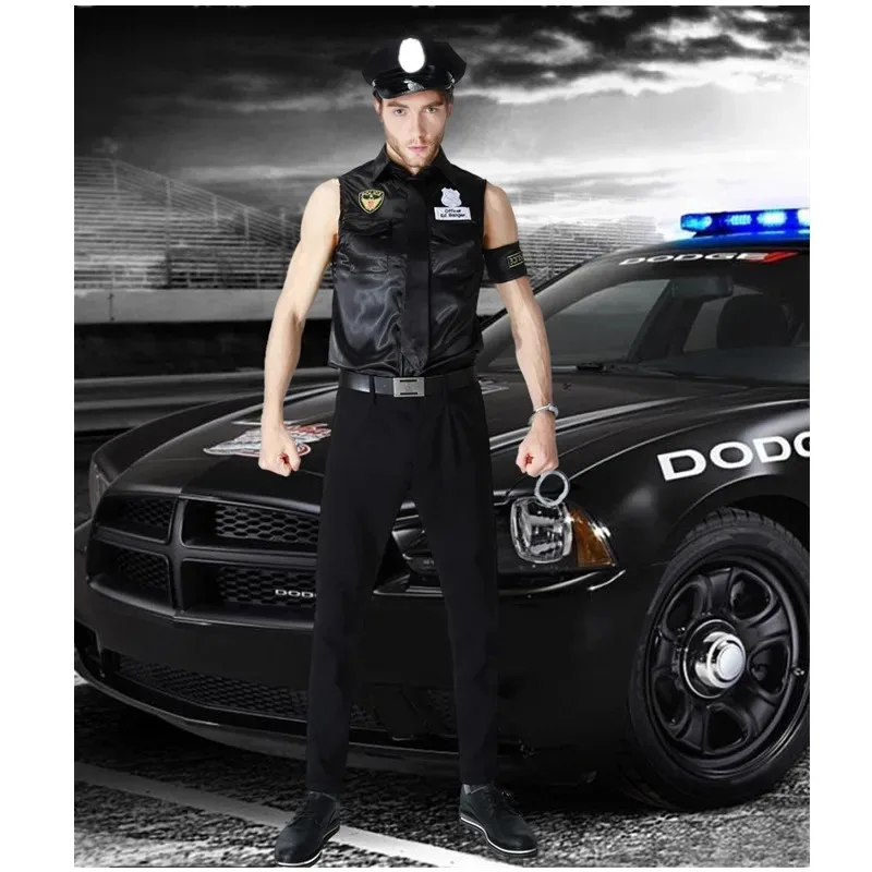 هالوين بوريم مثير أمريكا القذرة شرطي قميص علوي موحد كرنفال حفلة شرطي ضابط تأثيري حلي ir;l5