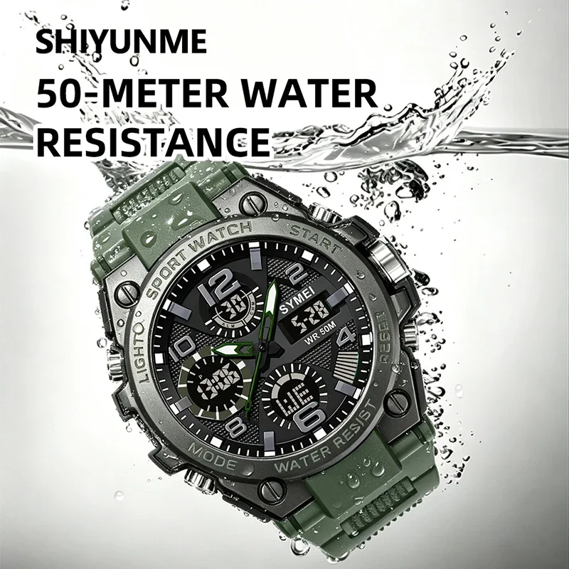 SHIYUNME New G Style Sport Military Man Watch Waterproof Stopwatch Dual Display Electron Quartz Watch for Men Relogios Masculin