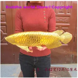 42CM large Southeast Asia Company Store business Efficacious Talisman Recruit money Arowana Golden Fish FENG SHUI copper statue