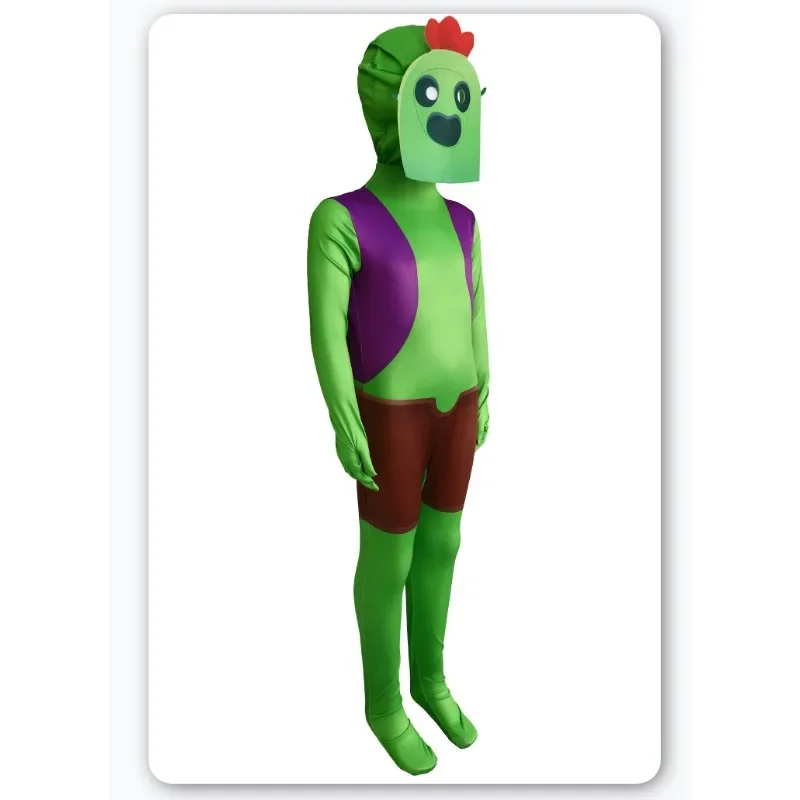 بدلة Brawl Star Game التنكرية باللون الأخضر، مجموعة كاملة من أغطية الرأس، بدلة لعب الأدوار للأطفال والكبار للجنسين في الهالوين