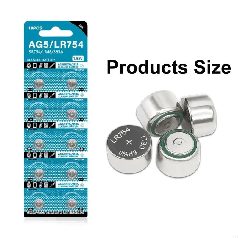 2025 New 10Pcs AG5 Button Cell Batteries 1.55V LR754 193 SR754 546 RW28 939A LR48 D309