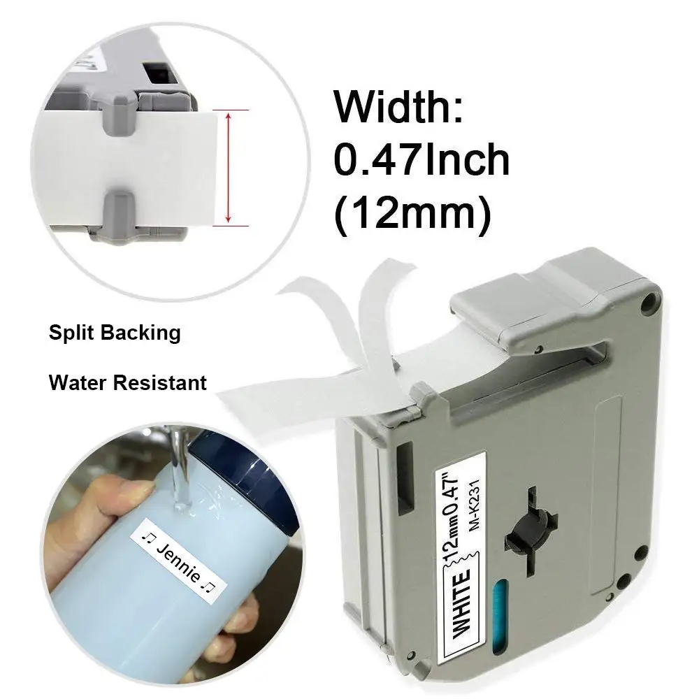 MK231 Compatible for Brother M-Tape 9mm 12mm Label Tape for P-touch PT-80 PT-65 PT-45M PT-70 PT-85 PT-90 PT-95 Label Printer