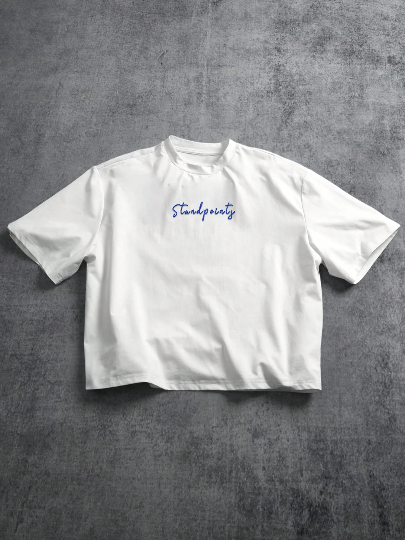 Men's Front & Back Script Embroidered T-Shirt Oversized Loose Fit White Cotton Casual Street Short Sleeve Tops