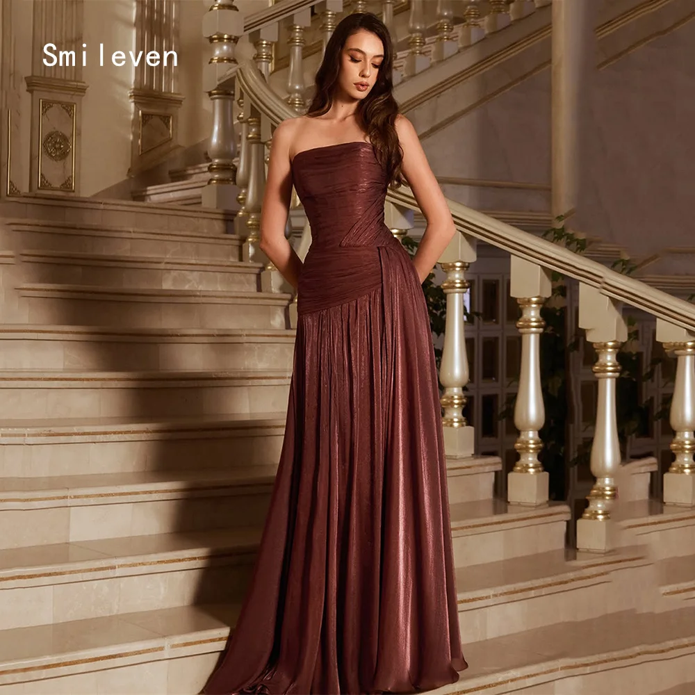 

Smileven Luxury Straight Prom Dress Pleat Sleeveless Evening Gowns Strapless Fasional Occasion Dress Customized 2026