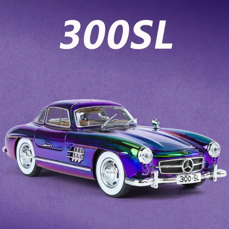 Simulation 1/24 Scale Benz 300SL Vintage Classic Alloy Car Model Sound Light Children Boy Diecast Toy Vehicle Miniature Voiture