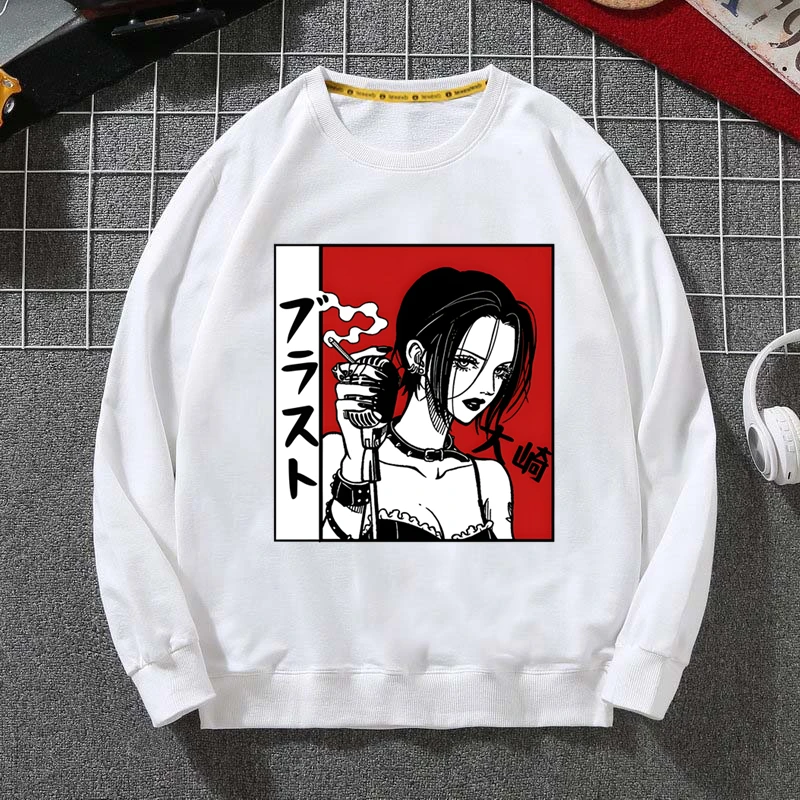 ملابس أنيمي أوساكي نانا غير رسمية بقلنسوة بلون سادة مع قلنسوة عادية للجنسين سترات مطبوعة للرجال والنساء #1