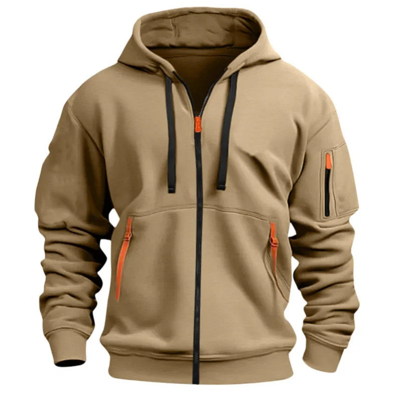

New Men's Autumn and Winter Full Zipper Hooded Sweatshirt Sports Jacket Casual Hooded Pullover Sweatshirt