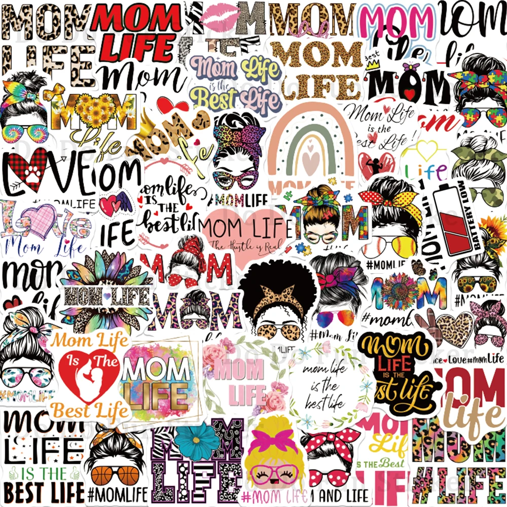 50 STKS Mode en Gepersonaliseerde Moeder Leven Cartoon Creatieve Graffiti Stickers Kleurrijke Kunst Regenboog Stijl Trend DIY Telefoon Case Cup