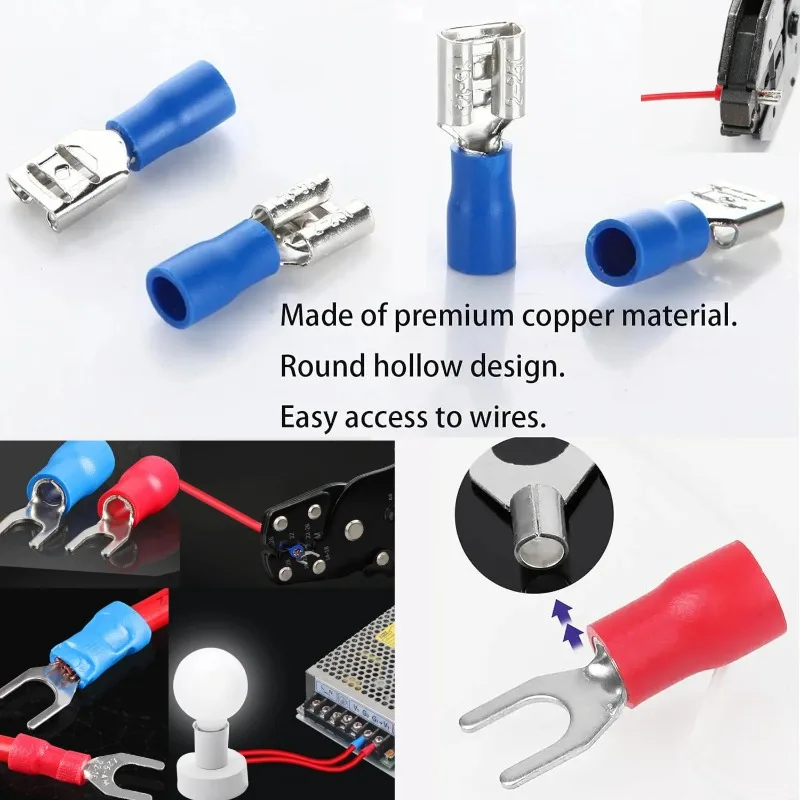 

102/280/300 шт. различные кольцевые клеммы, изолированный кабельный разъем, электрический провод, обжимные кольцевые наконечники, комплект хит продаж