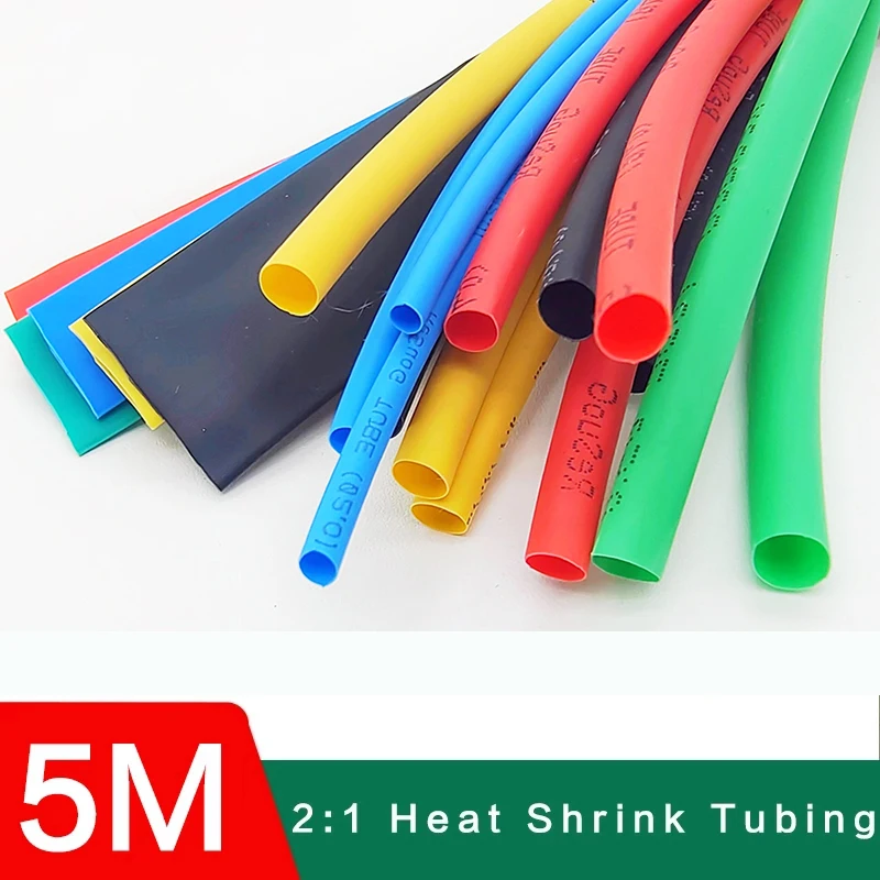 5 Meters Insulated Heat Shrink Tube Sleeving Tubing Electrical Connection Wire Wrap Cable Protector Waterproof Shrinkage 2:1