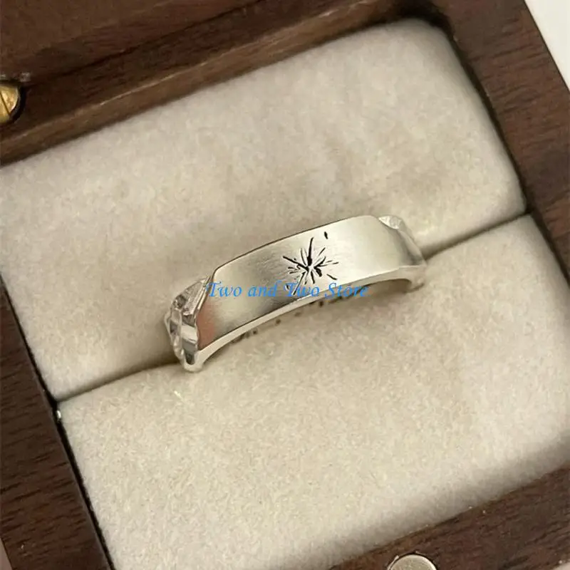 HX6F Artistic Minimalist Copper Ring Featuring Unique Starry Texture Design Elegant and for Fashion Forward Women