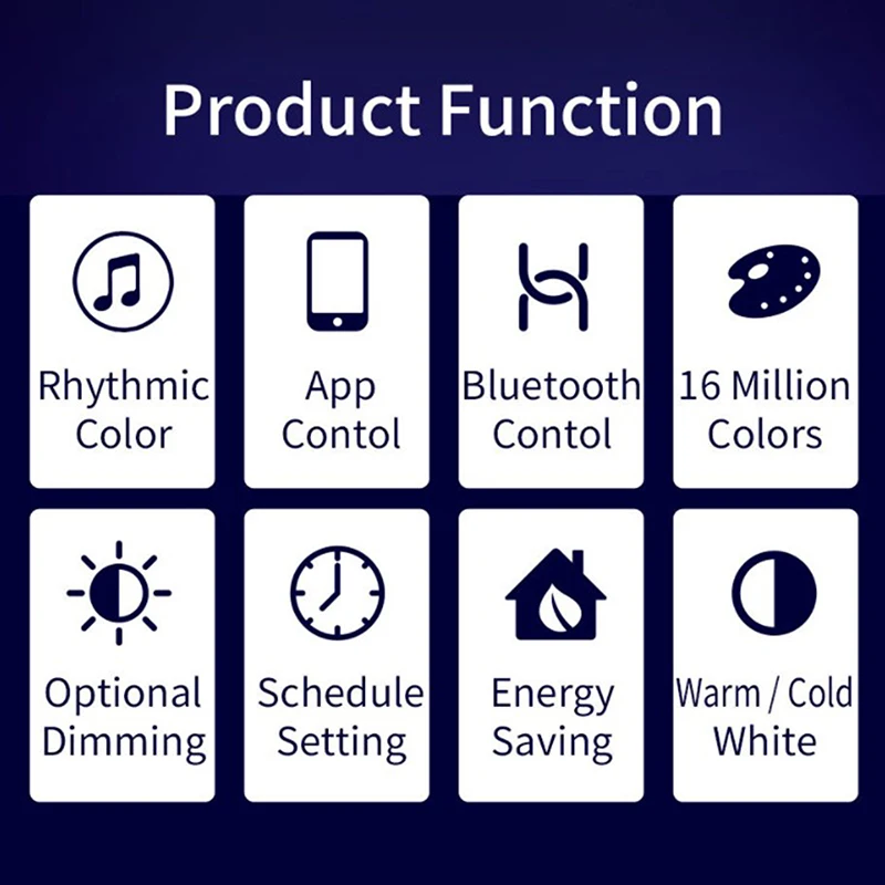 15W Blue-Tooth Control Slimme Gloeilamp, E27 Rgb Led Lamp Dimbaar Interieur