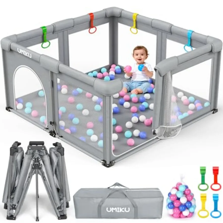 Baby Playpen Foldable Playpen for Babies and Toddlers Large Playpens Portable Play Pen with 2 Doors Safety Area for Kid Fence T