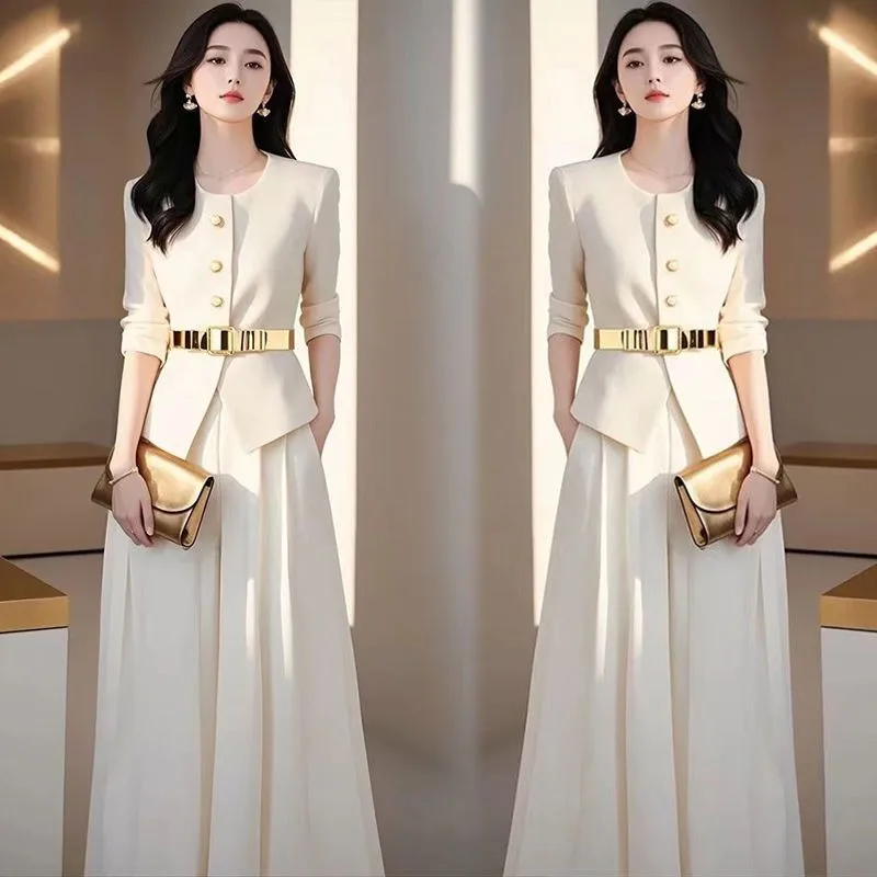 

Одиночная/комплект, осенняя новая высококачественная женская одежда, модная профессиональная куртка Xiaoxiangfeng в иностранном стиле, комплект-кюлоты из двух предметов