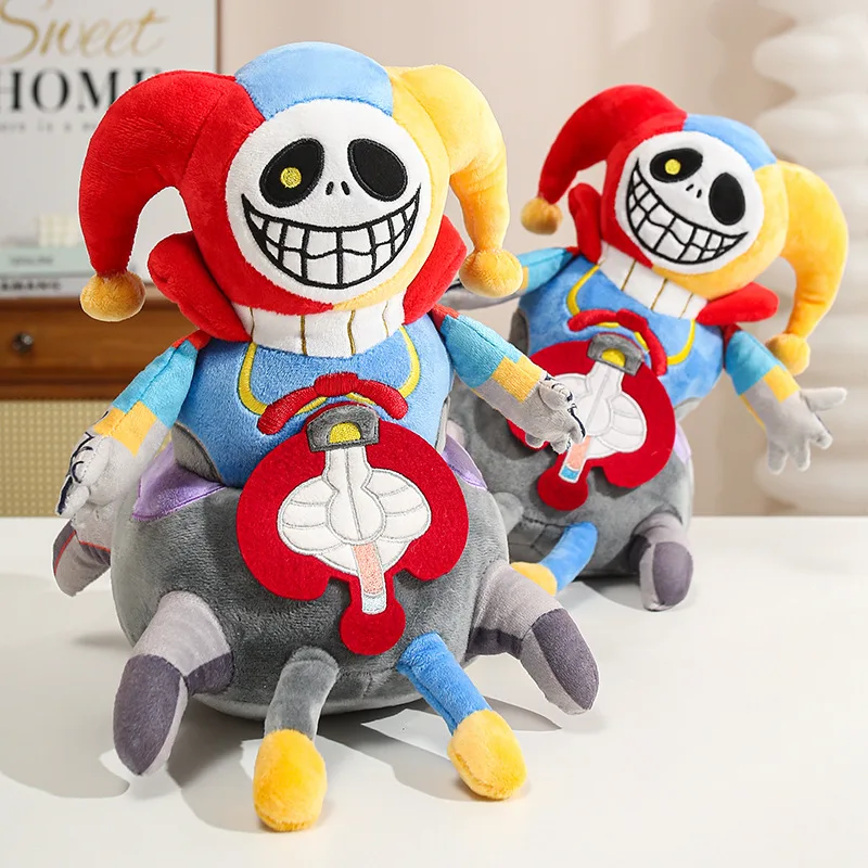 reative Clown Skeleton Plush Toy Soft Cartoon Stuffed Animal Doll Game Style Plushie Kids Halloween Birthday Gift Home Decor