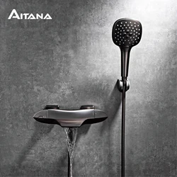 Luxury brass Gold bathroom faucet with simple constant temperature design Dual control of Hot & Cold 2 function bathtub Mixer