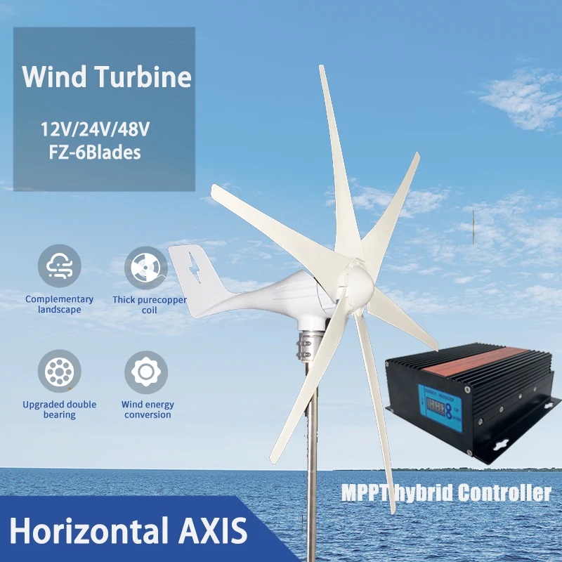 8kw Wind Turbine  24V 48V 12V With MPPT/Charge Controller Windmill  Farm Wind Generator Home Use Free Energy