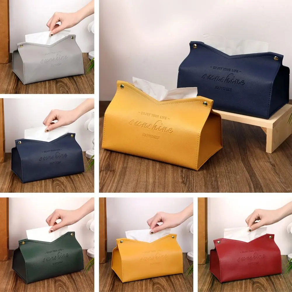 Leather Modern Large Storage Dispenser Tissue Case Car Tissue Box Paper Towel Box Napkin Holder