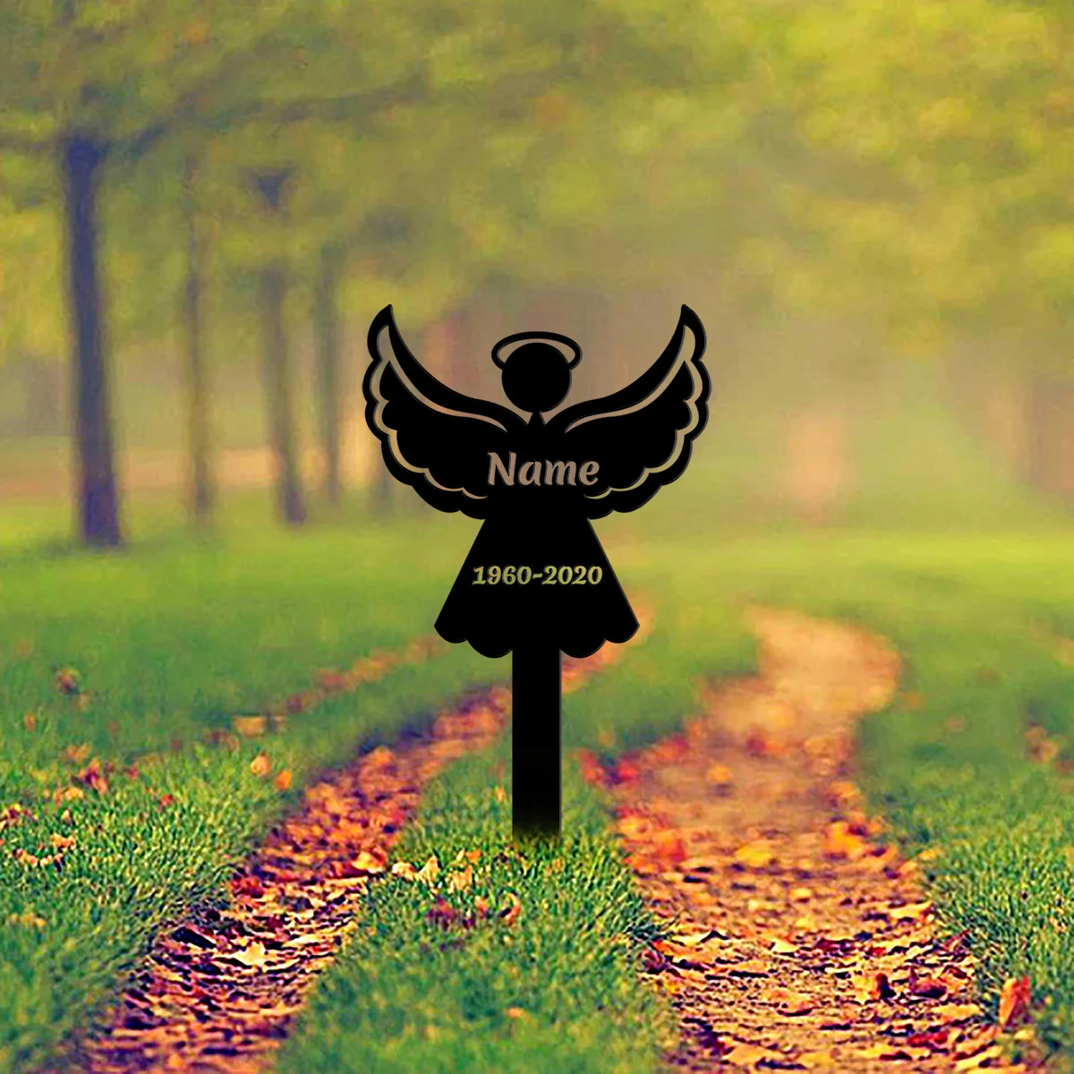 Custom Angel Cemetery Stake, Memorial Metal Angel Stake Personalized, Grave Marker, Memorial Stake for Ourdoor, Memorial Angel