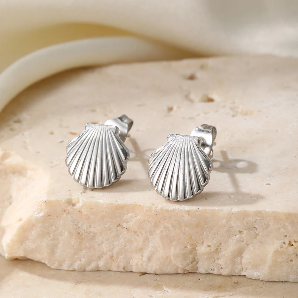 Stainless Steel Earrings Delicate Vintage Premium Sea Life Collection Shell Earrings For Women Jewelry Beach Vacation Wear
