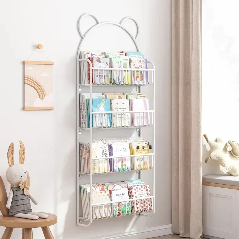 Wall Bookshelf Children Storage Hanging Wall Iron Art Floor Small Large Capacity Bookcase Minimalist Kitaplik Modern Furniture