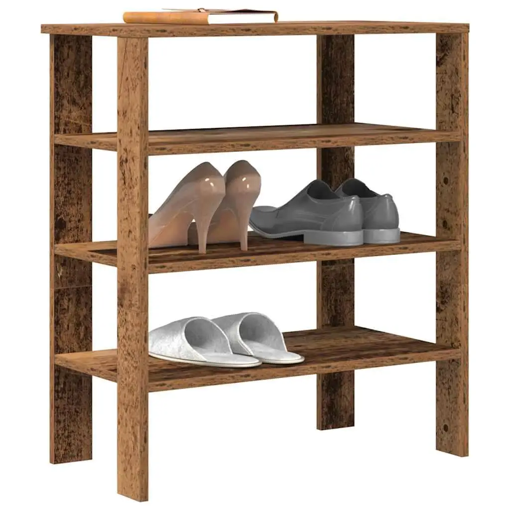 Stylish Engineered Wood Shoe Rack - Vintage Old Wood Design, 61x32x70 cm Storage Solution