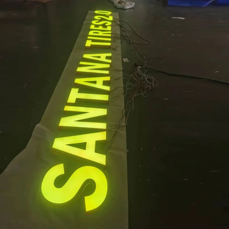 Señales de tienda de letras de canal LED acrílicas para exteriores personalizadas, logotipo de negocio publicitario con nombre de tienda luminoso LED iluminado por la cara