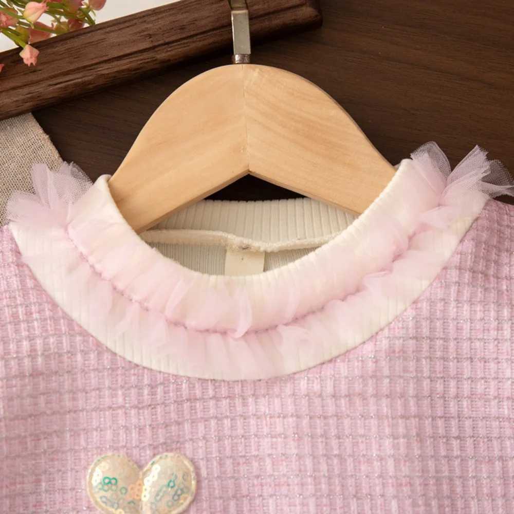 الربيع والخريف جديد 1-4 سنة فتاة طفل الحلو ولطيف القوس طويلة الأكمام تقسم فستان شبكي ملابس الأطفال النسخة الكورية #4