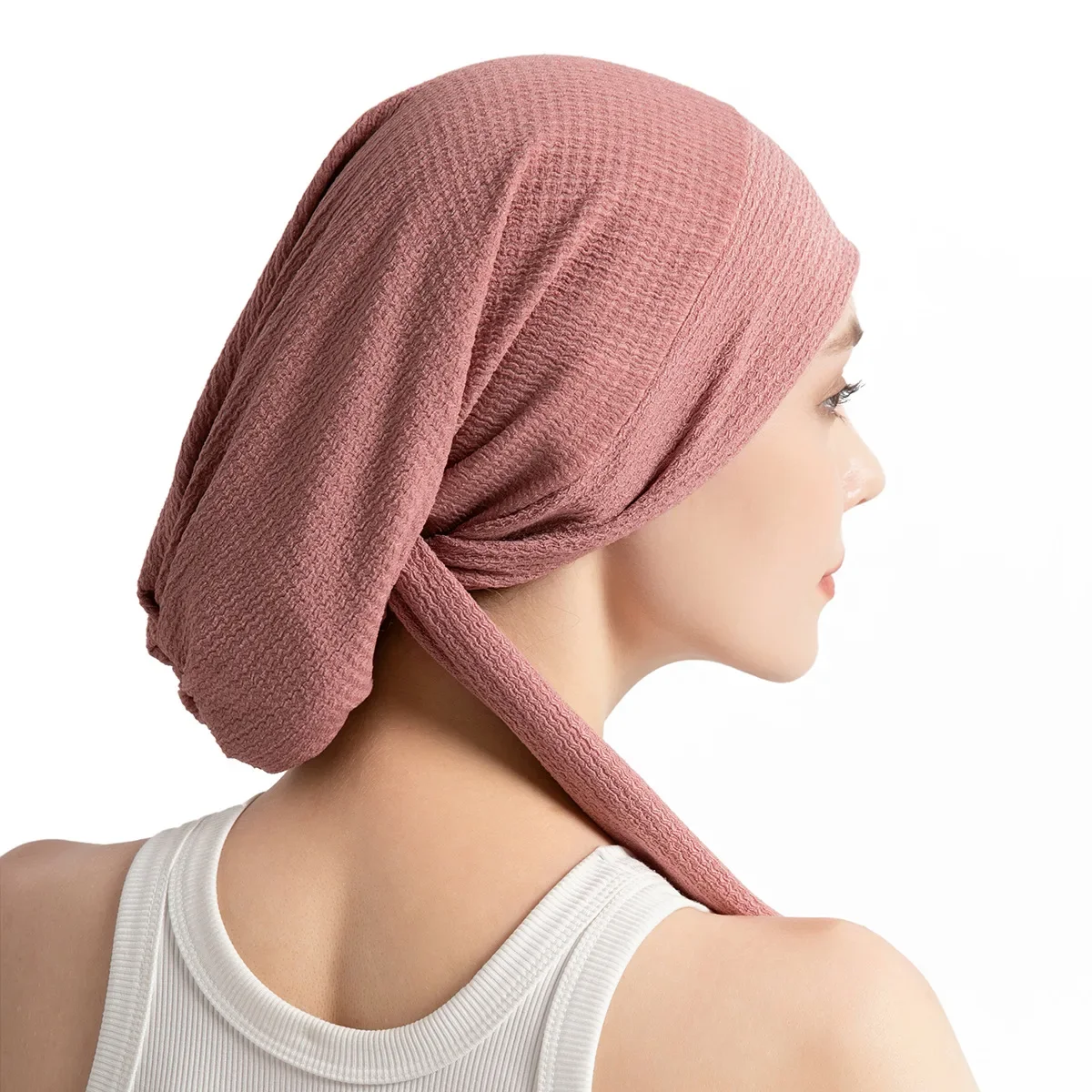 

Muslim Women Hijab Stretch Solid Turban Hat Cancer Chemo Beanies Caps Pre-Tied Scarf Bonnet Headwear Headwrap Hair Accessories