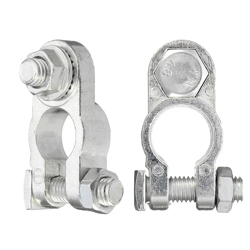 Abrazadera de Terminal de batería de coche, accesorio de aleación de Zinc, polo positivo y negativo, Conector de tornillo, 12V, 2 unidades