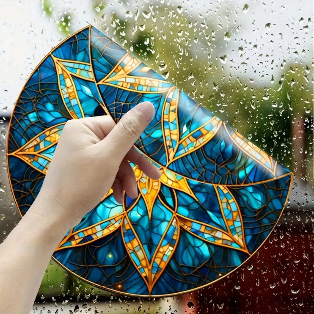 1pc Green Flower Glass Window Electrostatic Stickers Waterproof Home Decoration Anti-collision Static Cling Window Vinyl Decals