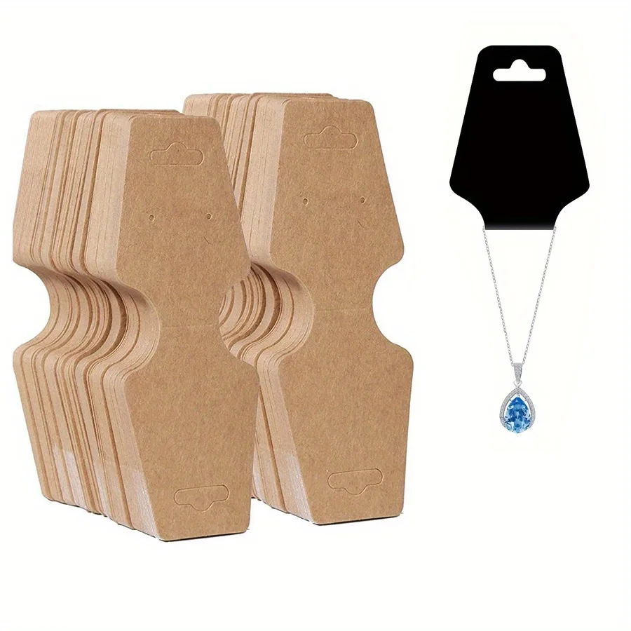 

100pcs Jewelry Display Cards White Brown Black Blank Hanging Price Tags for Necklace Bracelets Key Chain Earrings Hair Ties JXB