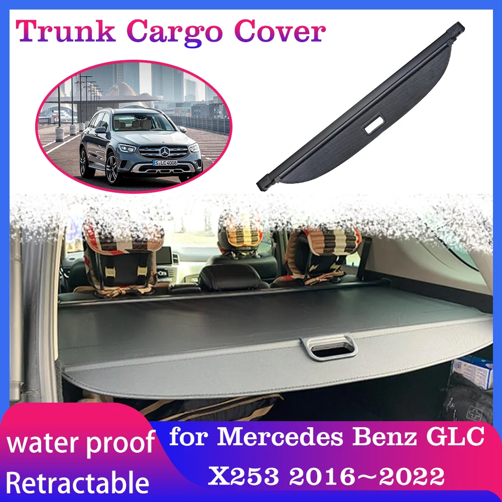 Trunk Cargo Cover for Mercedes Benz GLC X253 250 200 300 350d 2016~2022 Luggage Boot Tray Security Shielding Shade Accessories