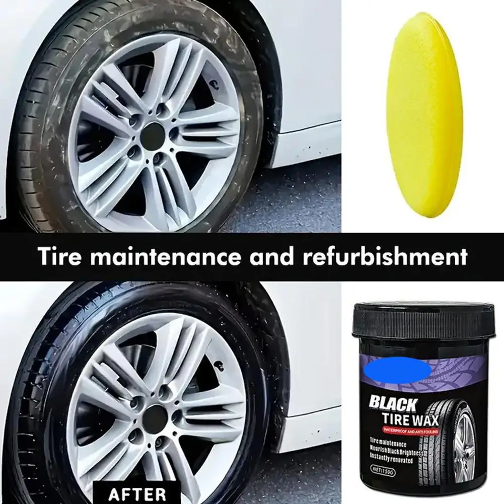 شمع الإطارات الأسود مناسب لجميع المركبات يأتي مع منتج العناية بالإطارات سهل الاستخدام وإطارات مقاومة للماء والغبار Su N3U4