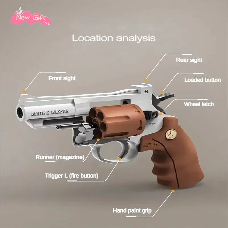 Soft Bullet Gun ZP5 Revolver Soft Bullet Launcher Pistol Toys for Kid Adult CS Game Outdoor Weapon