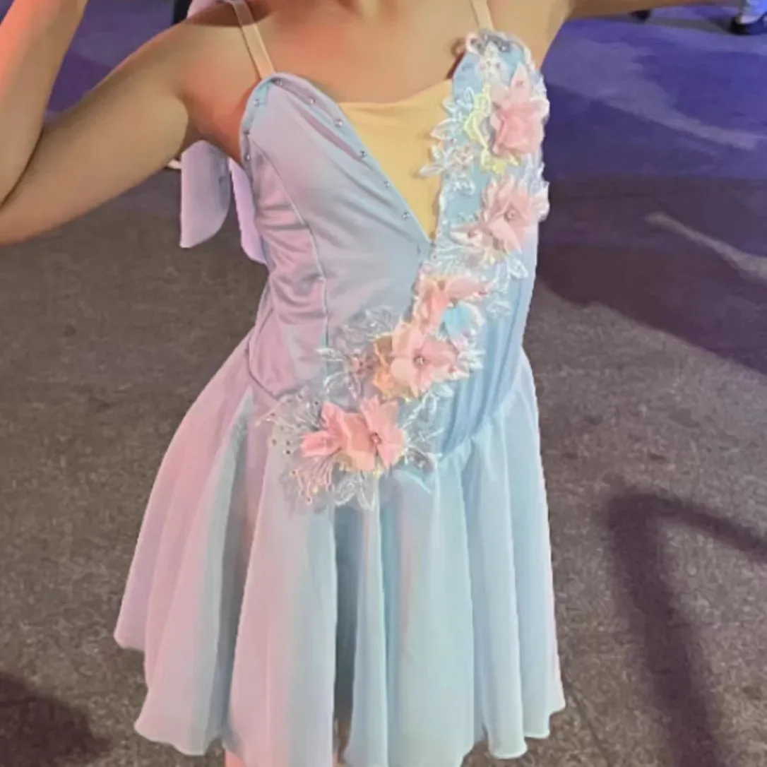 

Children's Chiffon Modern Ballet Dance Costume, Elegant Ballet Short Skirt, Stage Group Performance Costume for Girls