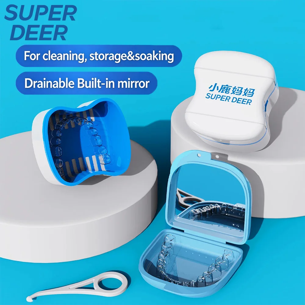 1pc Dental Retainer&Orthodontic Mouth Guard Storage Case Denture Box Oral Hygiene Supplies Clear Aligner Removal Tool