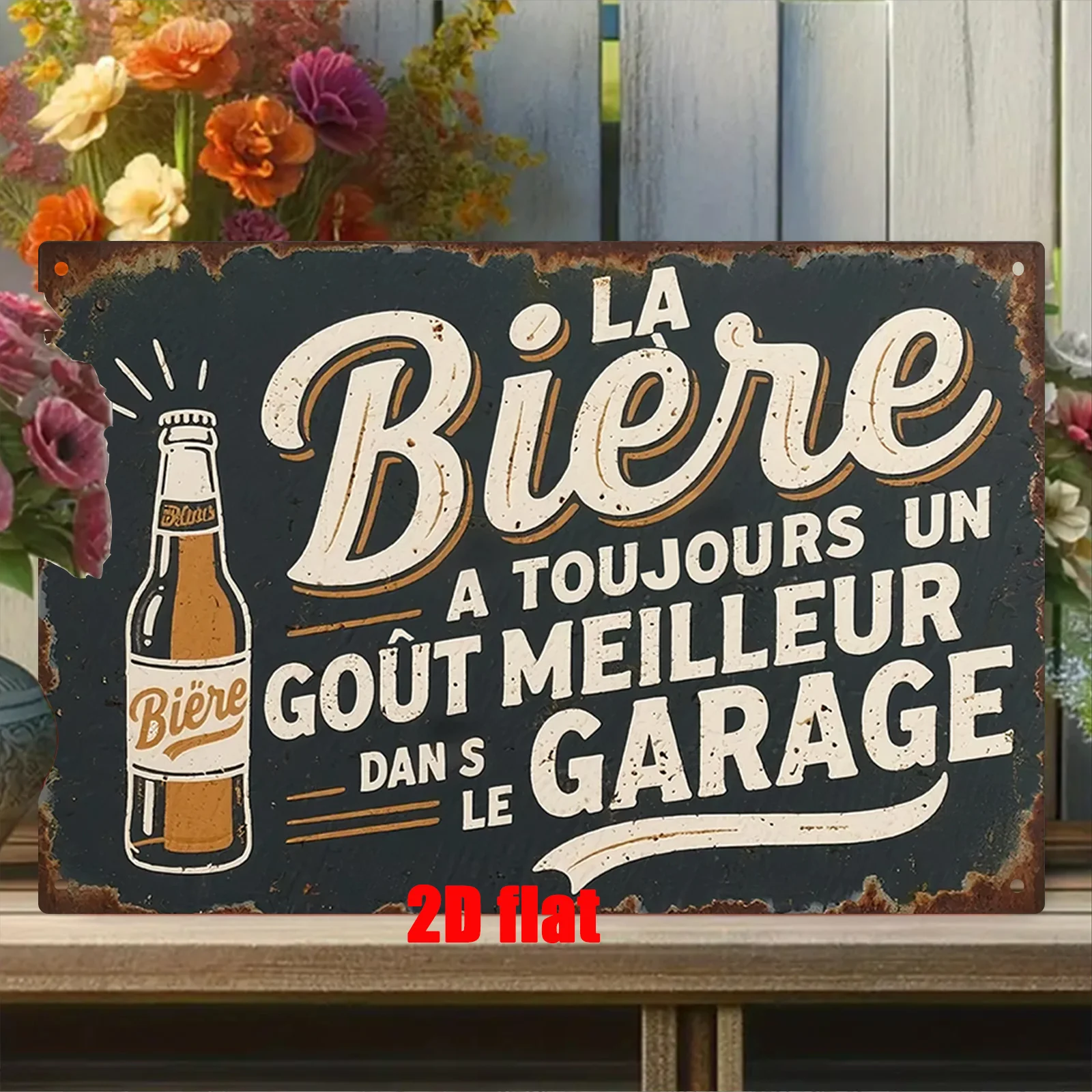 2D Flat -Metal Wall Art Sign, a Decorative Plaque for Walls,a  Sign Featuring French Beer for Garages, Suitable for Bars,Pubs