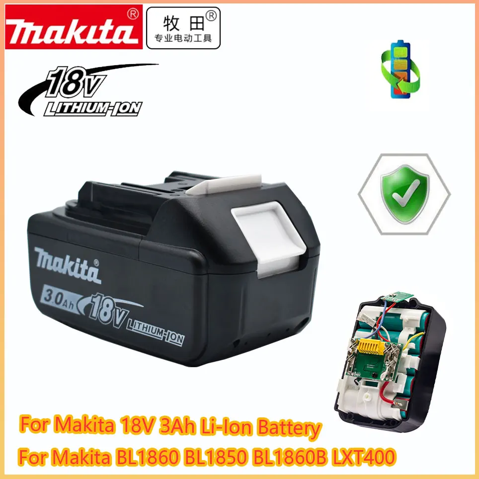 

Makita Rechargeable 18V 3.0Ah Li-Ion Battery For Makita BL1830 BL1815 BL1860 BL1840 194205-3 Replacement Power Tools Battery