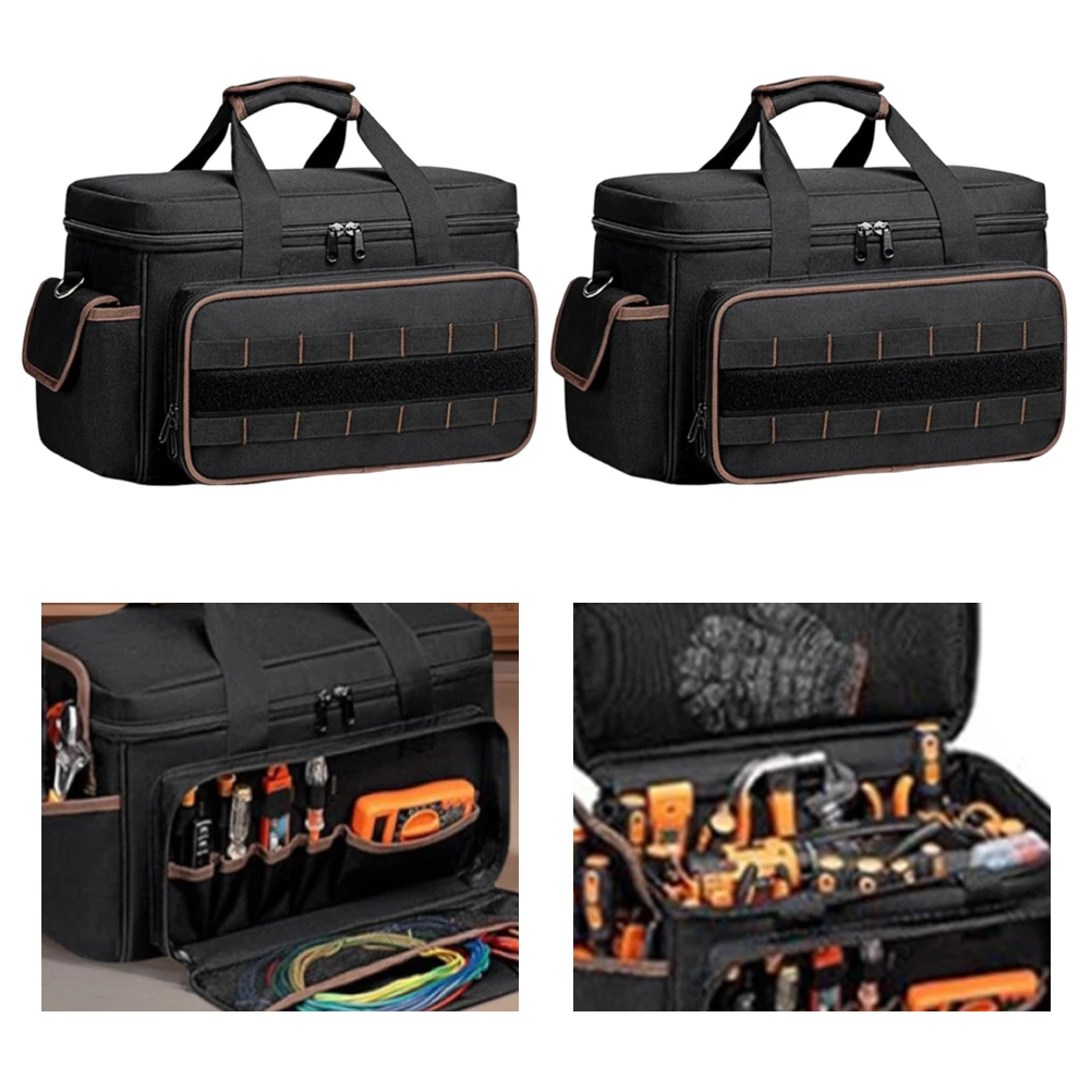 

17 Inch Tool Tote Portable Tool Bag with Adjustable Shoulder Strap Waterproof Electricians Tool Bags Organizer Tool Caddy