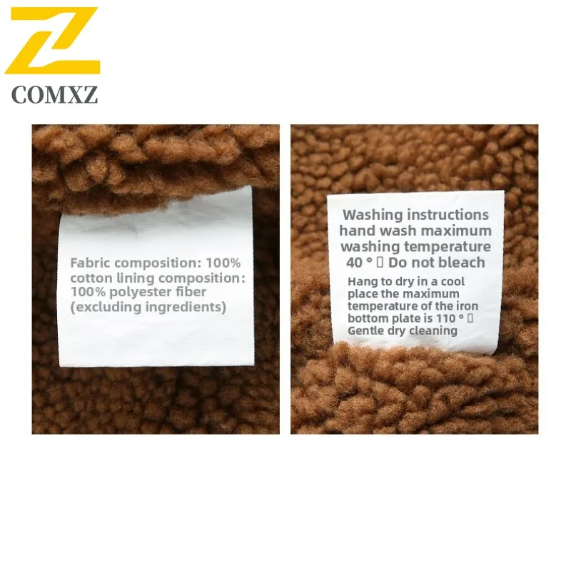 COMXZ 2025 سترة رجالية مبطنة بالصوف سميكة من القطن المغسول سترة شتوية خارجية غير رسمية بياقة مقلوبة #6