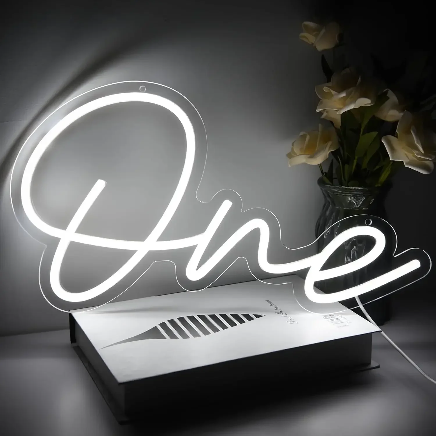 30*16.8cm One Neon Sign 1st Birthday LED Neon Light Sign for Birthday Party Wedding Gift Bedroom Night Light